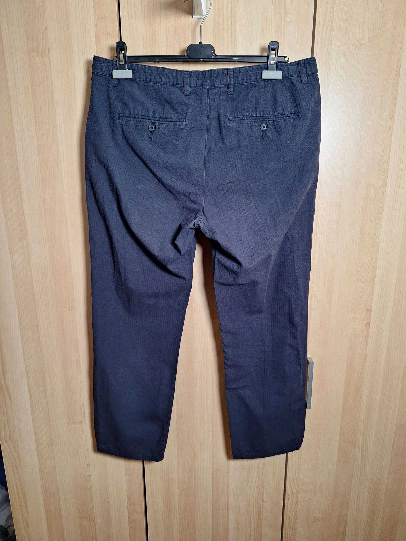 Calça reta Jules azul marinho 46 algodão texturizado – photo 3